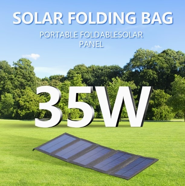 Outdoor Solar Folding Charging Bag with 35W USB 5V Output