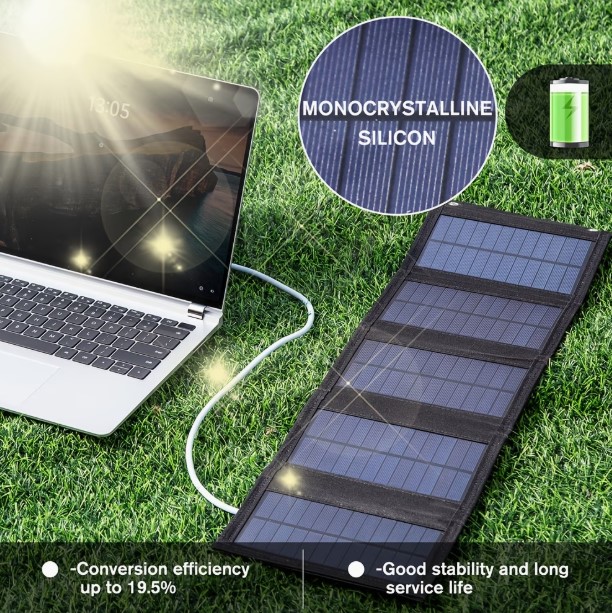 Outdoor Solar Folding Charging Bag with 35W USB 5V Output