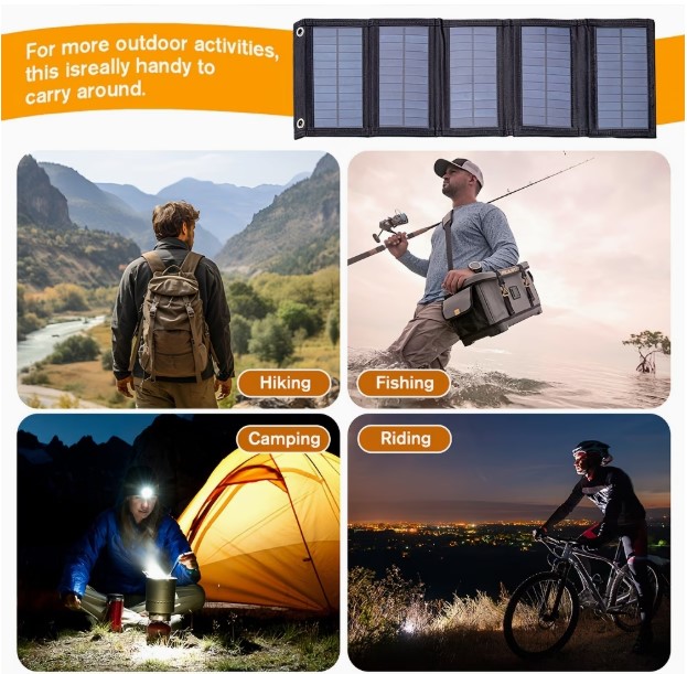 Outdoor Solar Folding Charging Bag with 35W USB 5V Output