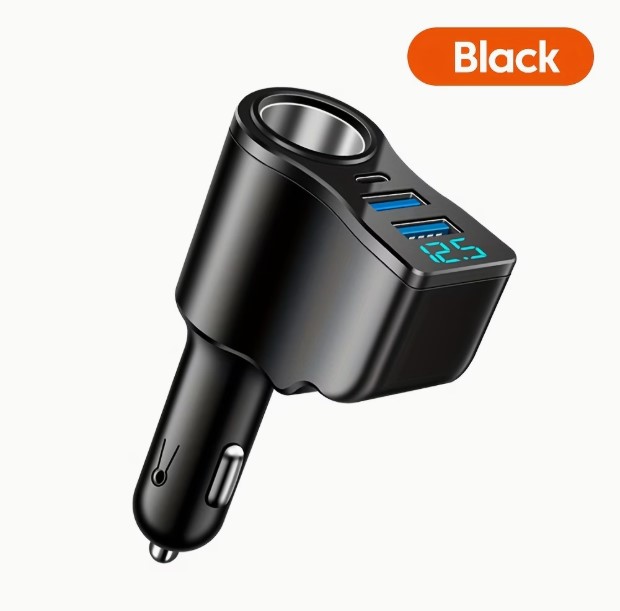12V-24V Compatible 3.1A Digital Display Car Charger in Black