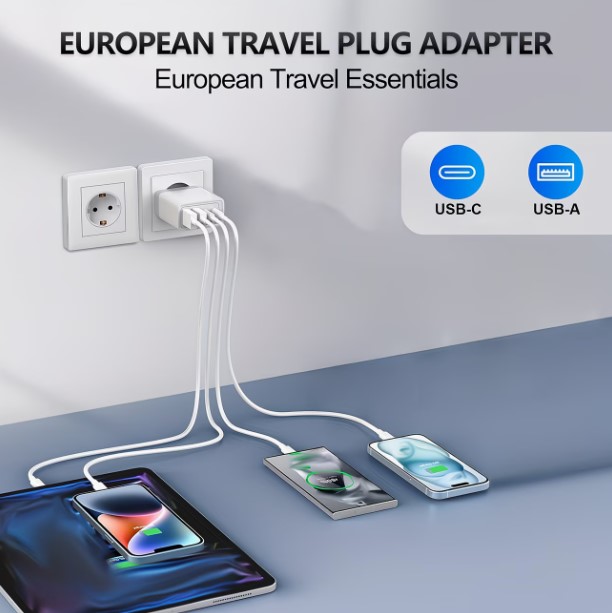 4-Port USB Charging Adapter, Smart Charger Block