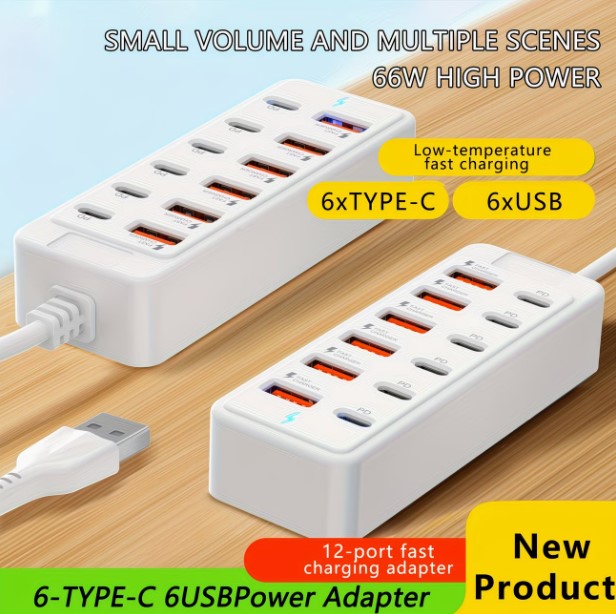 12-Port USB Fast Charging Station