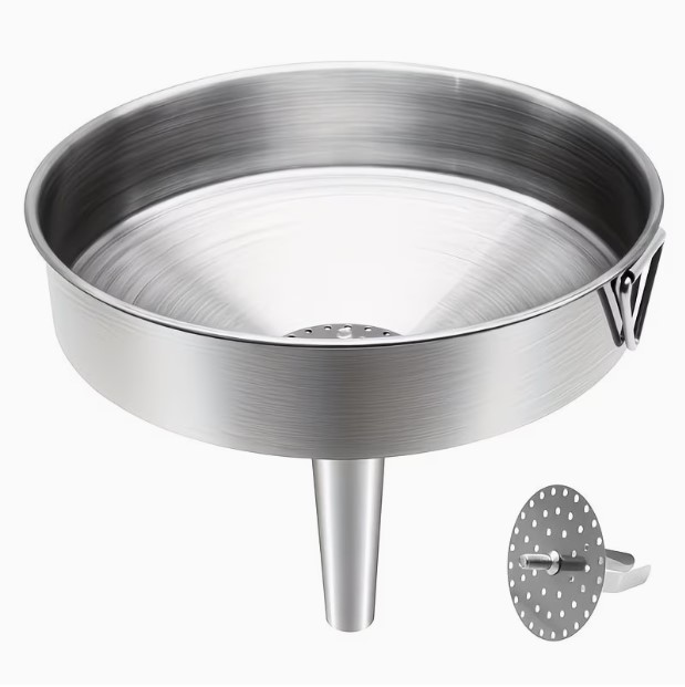 1pc High Grade Stainless Steel Funnel with Strainer