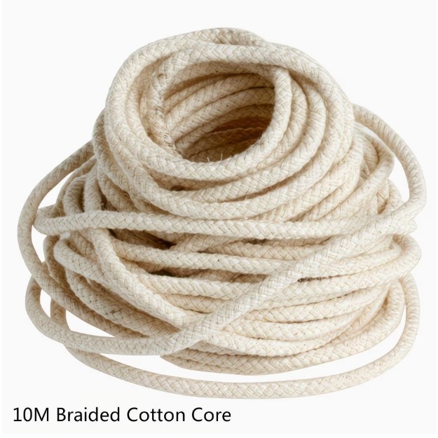 10m 4mm Lamp Wick Braided Cotton Core