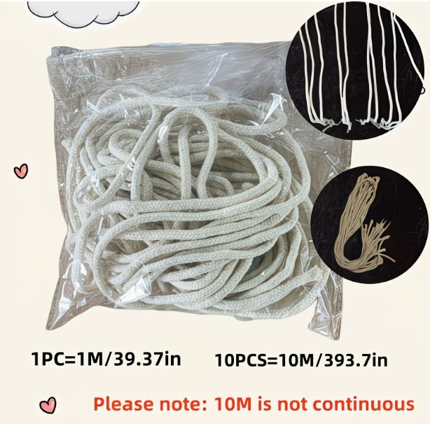 10m 4mm Lamp Wick Braided Cotton Core
