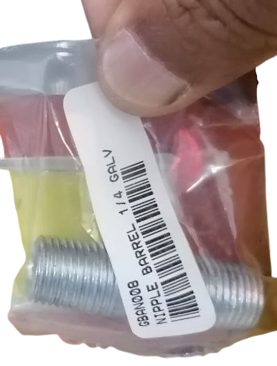 1/4 Galvanised Barrel Nipple Dual Thread